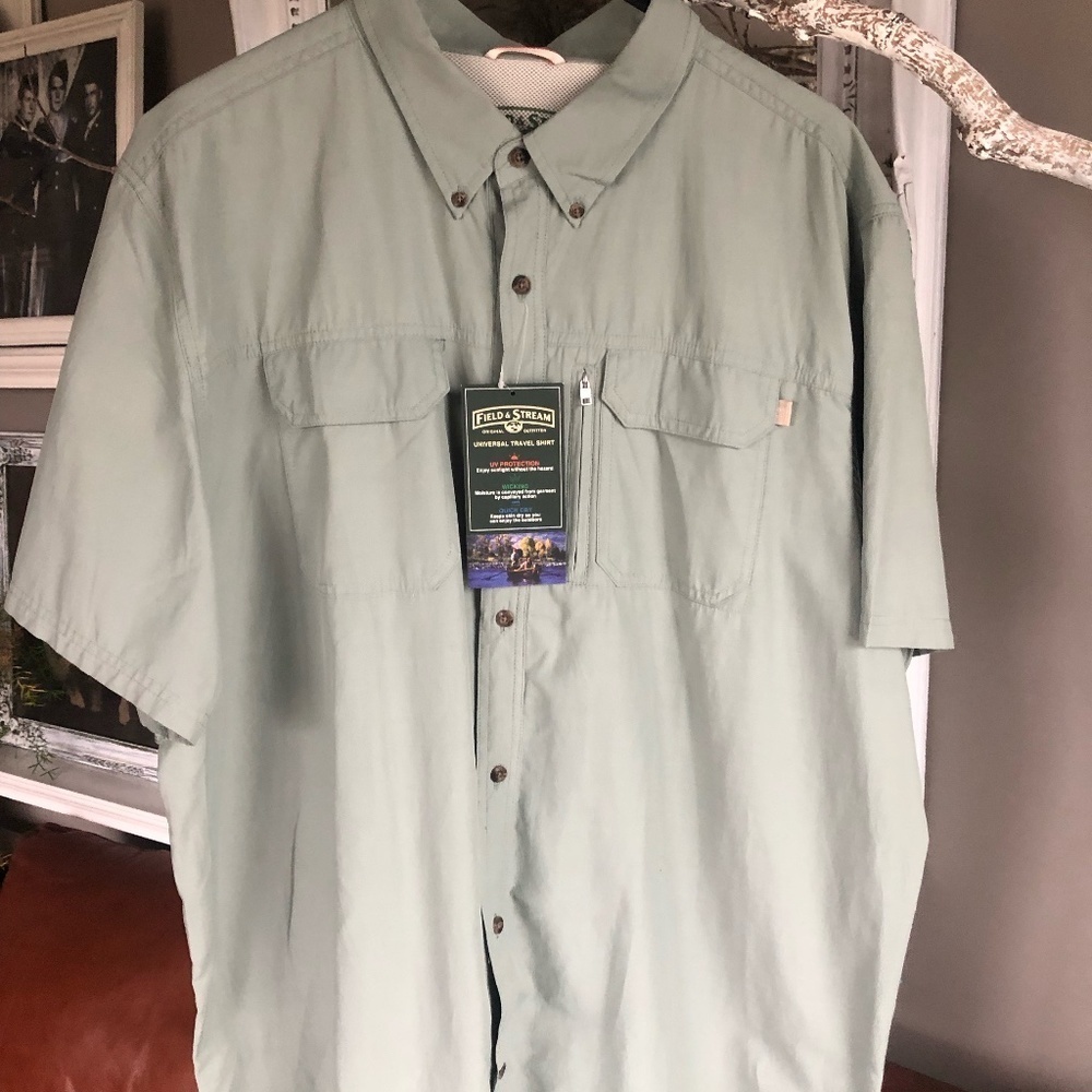 VINTAGE FIELD & STREAM UNIVERSAL TRAVEL SHIT MINT GREEN SIZE XXL NWT